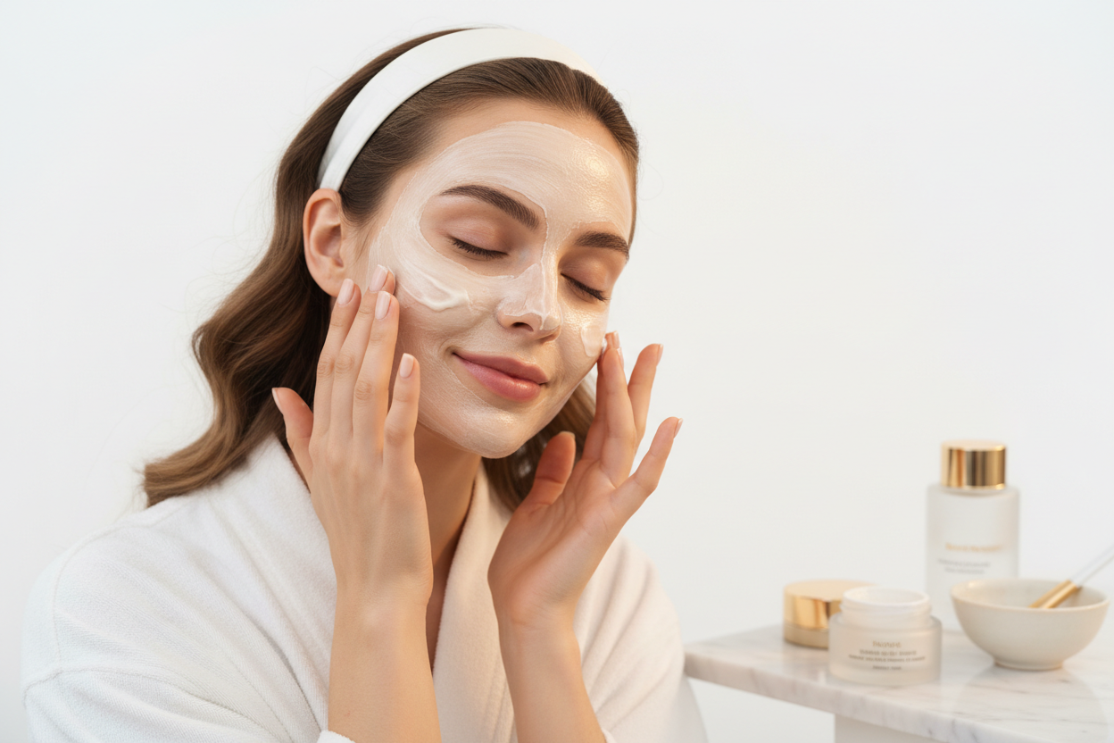 فتاة تضع ماسك للوجه - Silk Skin
